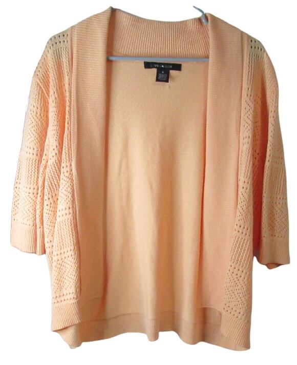 89th & Madison Sweaters - 89th & Madison Peach 3/4 Sleeve Cardigan